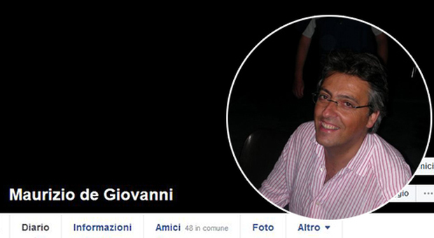 La pagina Facebook di Maurizio de Giovanni listata a lutto e una foto di Gigi Guidotti del 2008