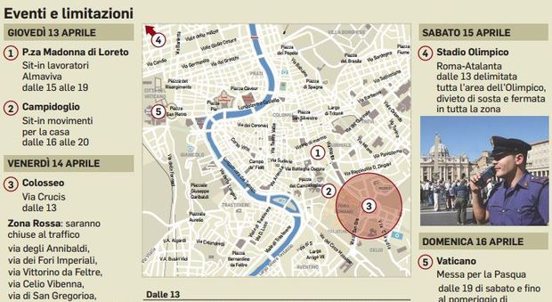 Pasqua blindata a Roma: la mappa dei divieti
