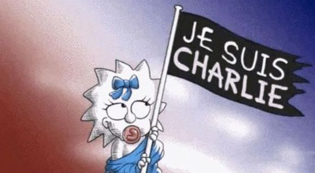 Maggie e lo striscione “Je suis Charlie”: l'omaggio dei Simpson alle vittime di Parigi