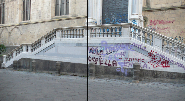 Con la raccolta fondi Meridonare «Liberiamo Santa Chiara dai graffiti»
