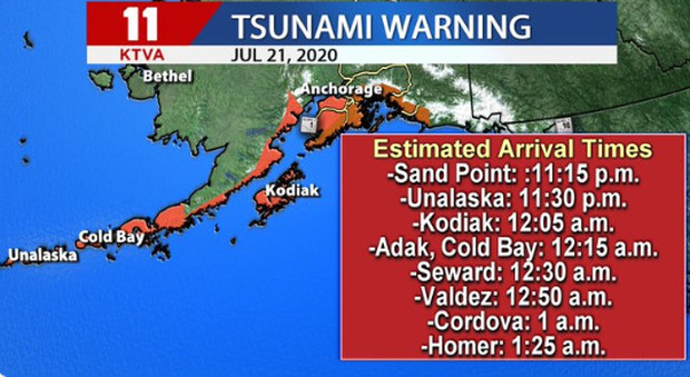 Terremoto in Alaska di 7.8, scossa devastante: diramata allerta tsunami in un raggio di 300 km
