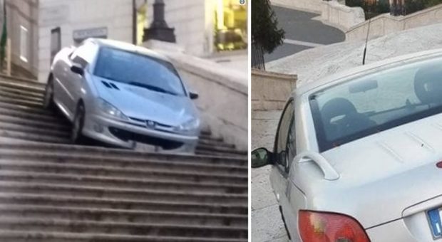 Piazza di Spagna, ubriaco finisce con l'auto sulla scalinata di Trinità dei Monti