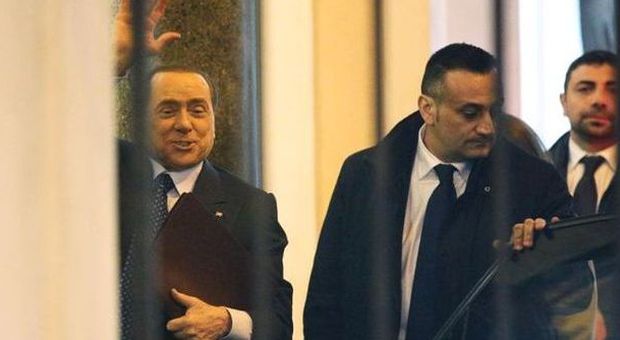 L'arrivo di Berlusconi alla riunione con i coordinatori