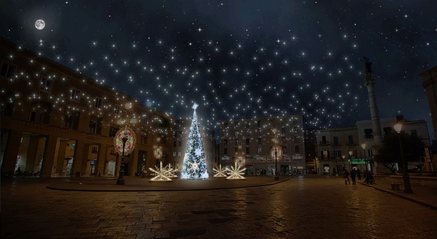 Natale, a Lecce inizia la festa: luminarie nelle strade e albero in piazza