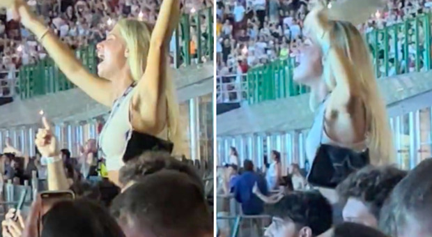 Ultimo, l'ex fidanzata Federica Lelli si scatena al concerto durante (la sua canzone) "22 settembre". Fan in delirio