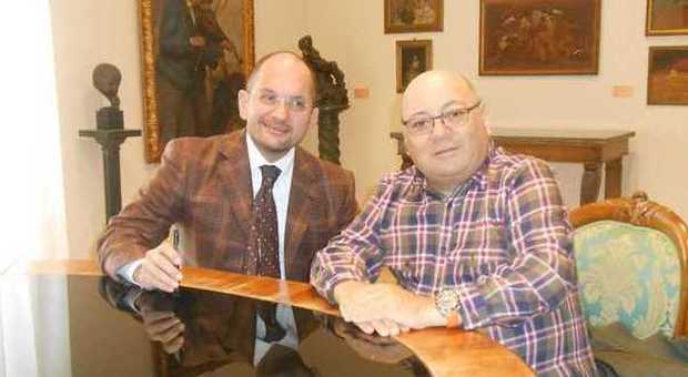 Il sindaco Guido Castelli e il presidente dell'Ascoli Picchio, Francesco Bellini
