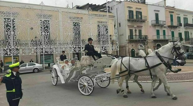 Comunione da "regina": giro in carrozza trainata da cavalli per la città, la foto è virale