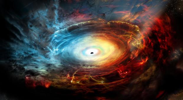 Una ricostruzione immaginaria del buco nero al centro della nostra galassia