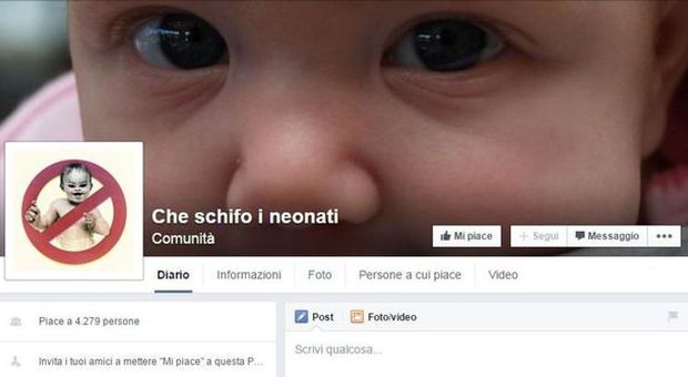 "Che schifo i neonati", Facebook non chiude la pagina: «Non viola le regole»