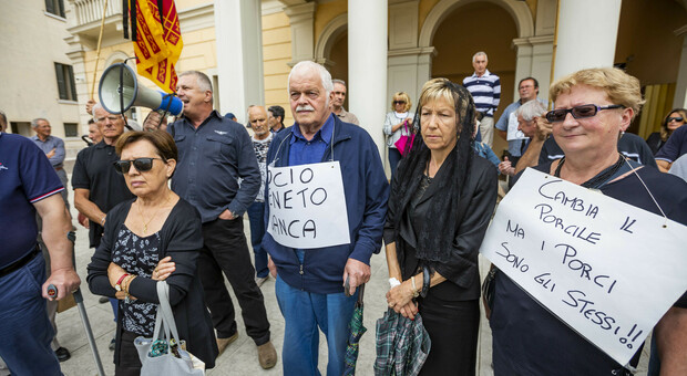 Veneto Banca, protesta dei risparmiatori nel 2018