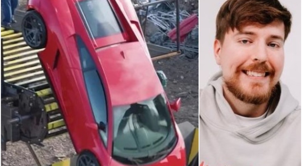 Distrugge una Lamborghini (da 300mila euro) in trituratore per un video: la follia dello Youtuber Mr Beast