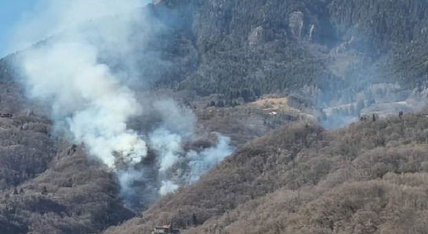 Grosso incendio nei boschi sopra Schio: ipotesi origine dolosa