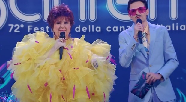 Orietta Berti e Fabio Rovazzi a Sanremo 2022.