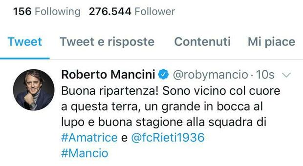 Il tweet di Roberto Mancini