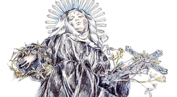 Santa Rita da Cascia, nell'illustrazione dell'artista Giovanni Guida