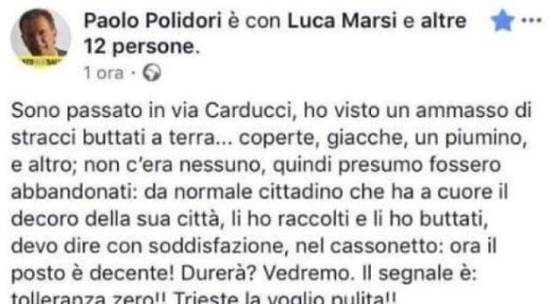 Paolo Polidori invita gli stranieri a levare il bivacco