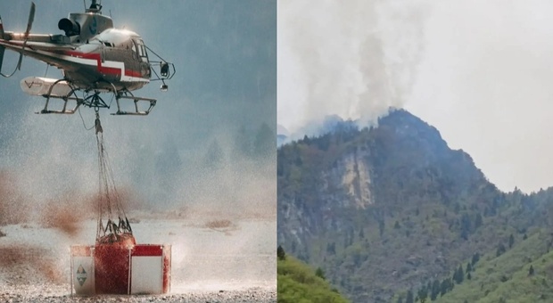 Grosso incendio in quota, in fiamme il bosco in Val Canzoi: intervengono i vigili del fuoco