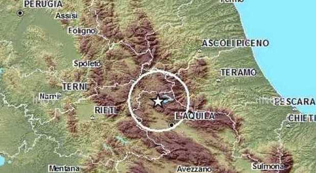 L'area del sisma tratta dal sito dell'Ingv