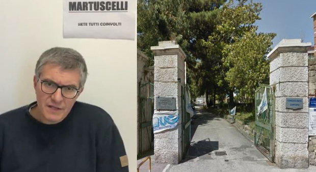 A sinistra Toni Nocchetti, presidente di Tutti a scuola, e a destra l'entrata dell'Istituto Martuscelli