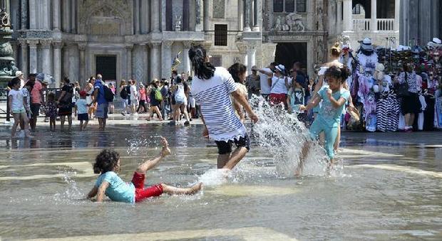 Acqua alta d'estate, è piazza San Marco si trasforma in una piscina
