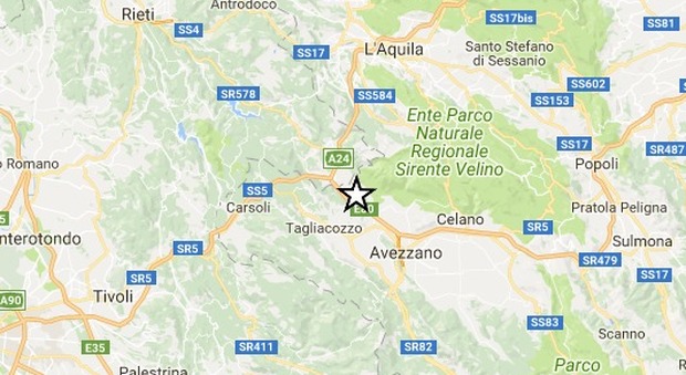 Terremoto, scossa di magnitudo 3.9 a Scurcola Marsicana - Mappa