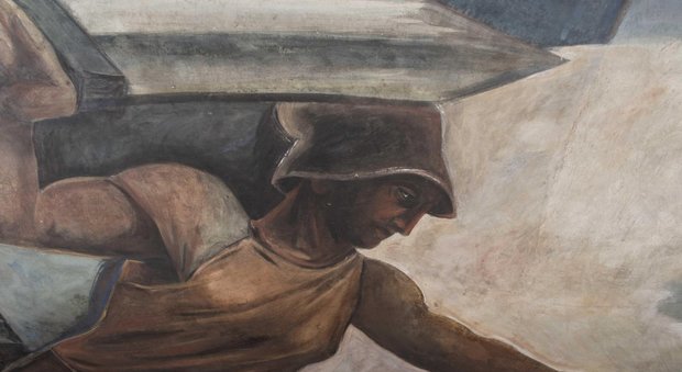 Roma, alla Sapienza riaffiora il murale con il fascio littorio di Sironi