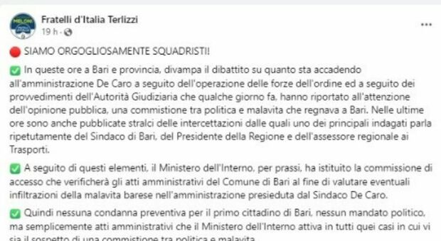«Orgogliosamente squadristi», la frase di Fratelli d'Italia fa scoppiare la polemica sul caso Decaro