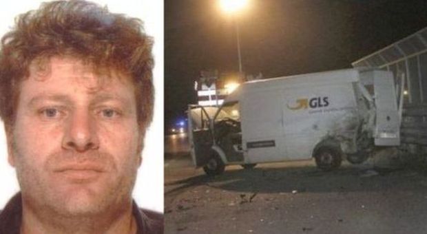 Sergio Vicalvi, 41 anni, e il furgone coinvolto nella tragedia