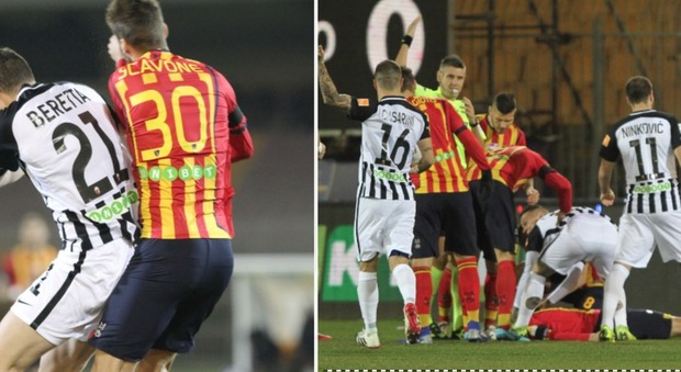 Scavone sviene in campo al 1° minuto, sospesa Lecce-Ascoli: il calciatore portato in ospedale