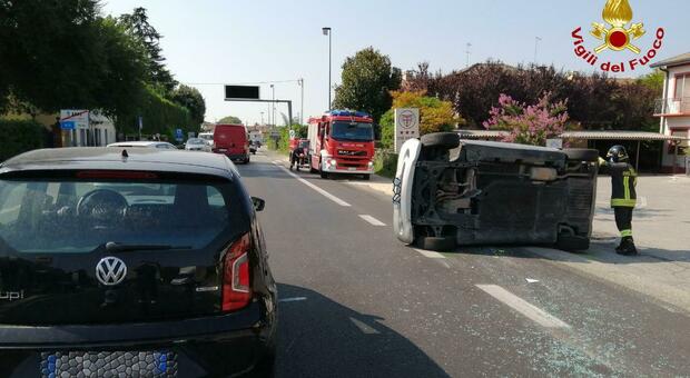 L'incidente in via Fellisent a Treviso