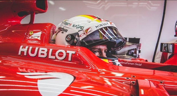 Sebastian Vettel su Ferrari ( foto Twitter Scuderia Ferrari)