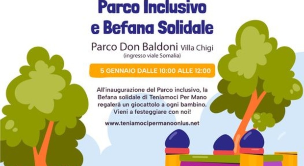 Roma Sociale, Il 5 Gennaio ci sarà l'inaugurazione del parco giochi per bambini con disabilità a Villa Chigi (Parco Don Baldoni)