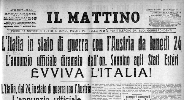Il Mattino, omaggio di Ferragosto: oggi in edicola la pagina storica sulla prima guerra mondiale