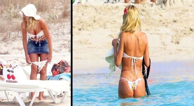 Valeria Marini toglie il bikini in spiaggia a Formentera e guardate cosa "spunta"