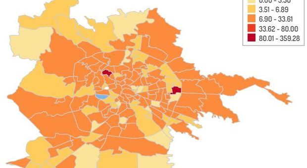 La mappa del contagio a Roma: casi in aumento a Garbatella e Trieste, in calo a Montesacro