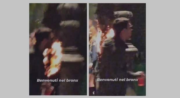 Due frame del video "incendiario"