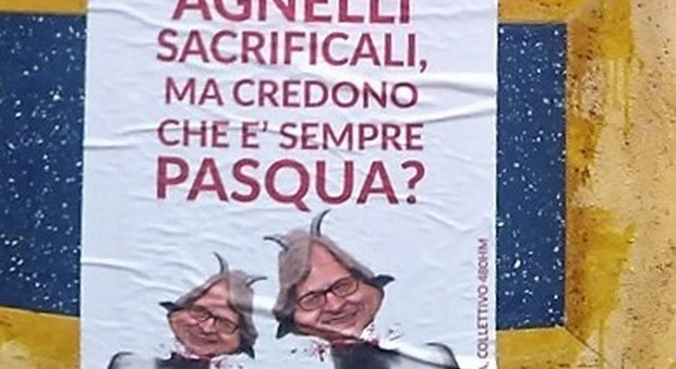 Tensione a Pomigliano: manifesti di Sgarbi con testa mozzata e corna