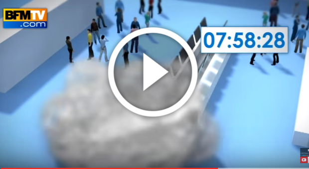 La ricostruzione in 3D dell'attentato all'aeroporto di Bruxelles (BFM TV)