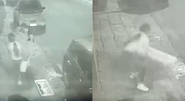 Due fotogrammi del furto ripreso dalla telecamera di sicurezza