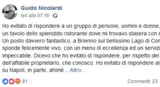 Screen shot del post di Guido Nicolardi