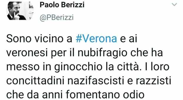 "Verona città razzista, maltempo colpa del karma", bufera sul tweet del giornalista