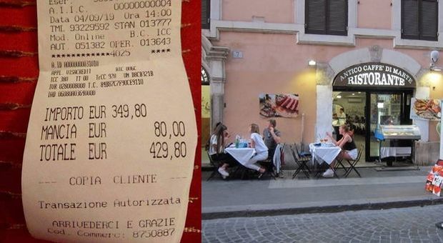 Roma, 430 euro per due spaghetti e dell'acqua. La reazione di Codacons e Confesercenti: «Un danno gravissimo per la città»