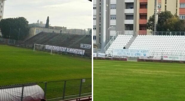 Prezzo dei biglietti raddoppiato, per protesta i tifosi di Fano e Fossombrone fuori dallo stadio Mancini