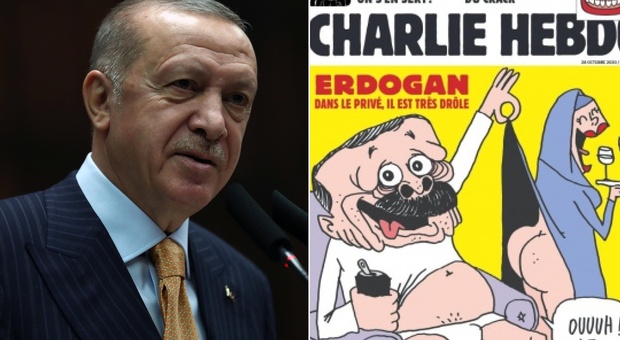 Erdogan querela Charlie Hebdo per la vignetta in copertina: «Attacco ignobile, sono canaglie»