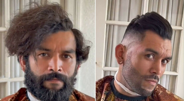 Un parrucchiere taglia gratuitamente i capelli a un senzatetto e lo trasforma in un modello - VIDEO