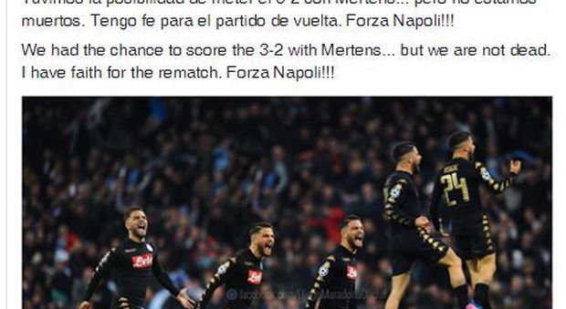 Real Madrid-Napoli. Maradona ci crede ancora: «Non siamo morti»
