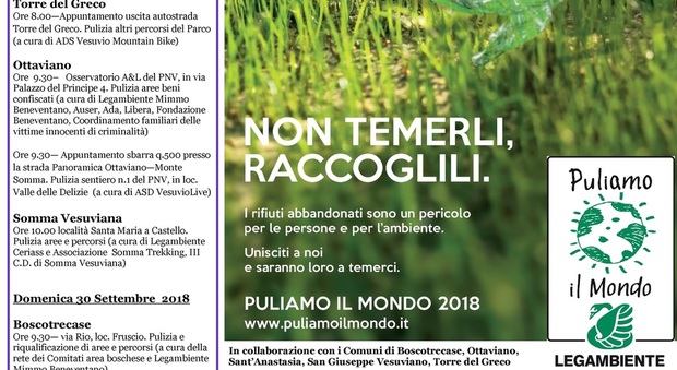 «Puliamo il mondo» nel Parco nazionale del Vesuvio: tre giorni per tutelare l’ambiente