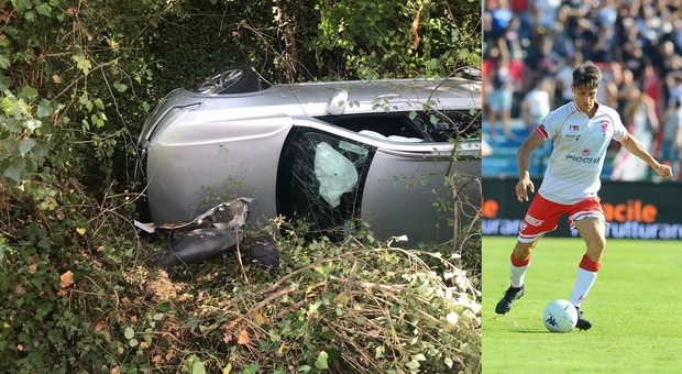 Serrapetrona, l'auto si ribalta fuori strada: il calciatore Melchiorri miracolato