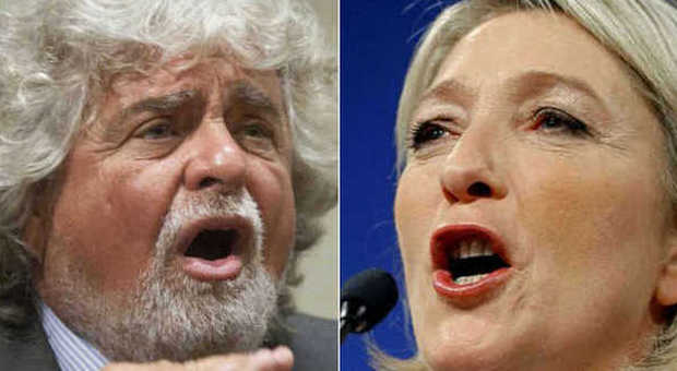 Beppe Grillo e Marine Le Pen