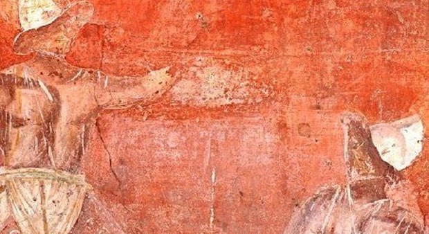 Affresco con scena di giochi gladiatori (I secolo dopo Cristo - Necropoli di Porta Vesuvio - Tomba di Caio Vestorio Prisco)